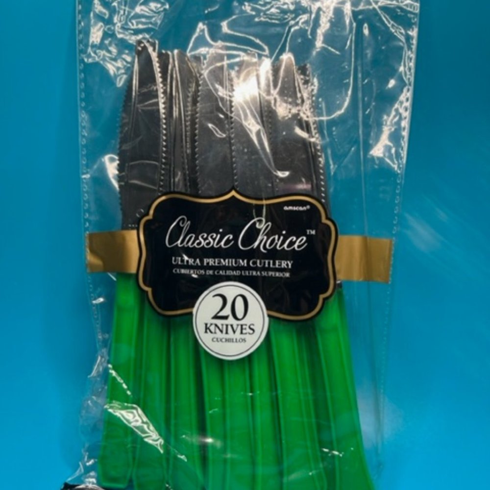Plastic Knives 2 Pack Green